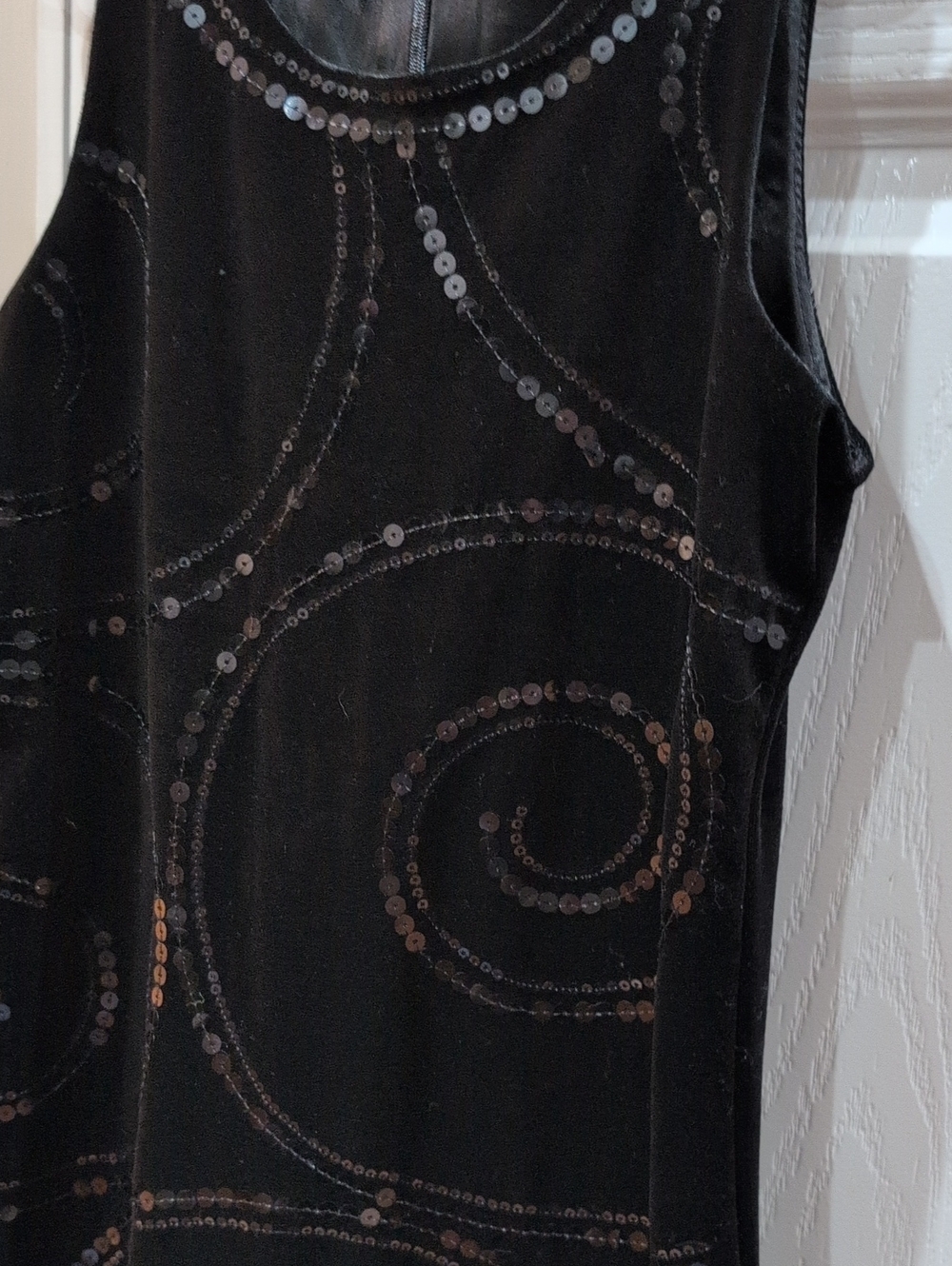 Girl's Black Sequin Swirl Velvet Sleeveless Dress